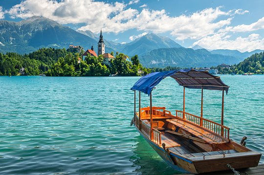 Enjoy a boat trip to the scenic island on Lake Bled