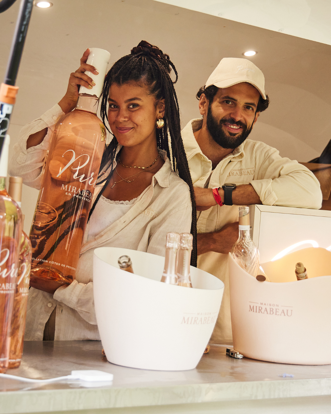 Maison Mirabeau presenting their amazing rose at savour festival 2023, the crowd tasting great rose wine from Maison Mirabeau at savour food festival in London