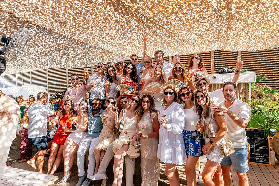 A big SYB group at a beach club in the South of France