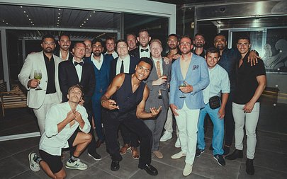 SurfYogaBeer guests dressed for Black Tie by the Sea in Italy