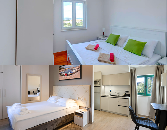 Private Villa Bedroom (Murter Island) + Studio Top Floor (Split City)
