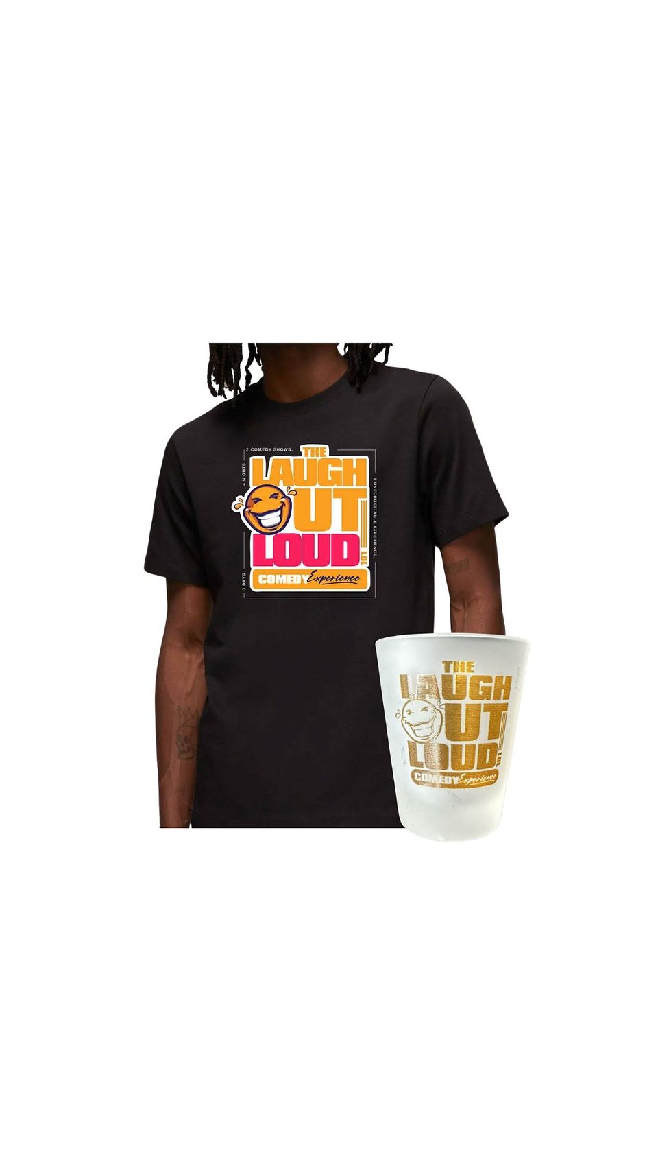 Official LOL Comedy Experience T-shirt & Shot Glass Combo
