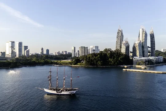 Indulge in fine dining as you sail along the coastline of Singapore on a luxurious tall ship
