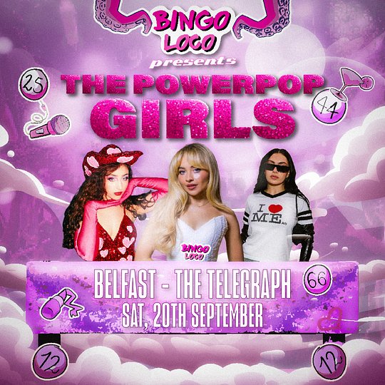 Telegraph, Belfast - 💗 Bingo Loco Presents The Powerpop Girls 💗 - Saturday 20th September 2025