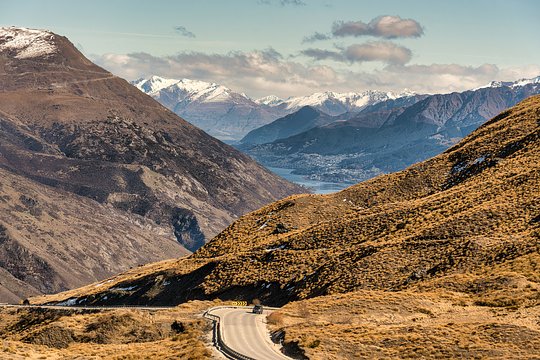 Soak in sweeping views of the Crown Range in Queenstown