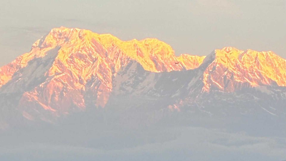 First light on the Annapurna range, seen from Sarangkot
