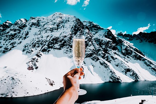 Champagne en la nieve