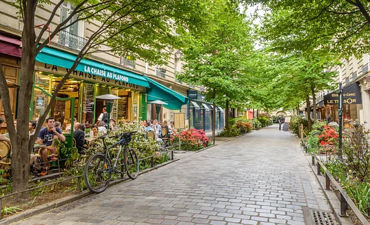 Walk along tree-lined streets of Marais