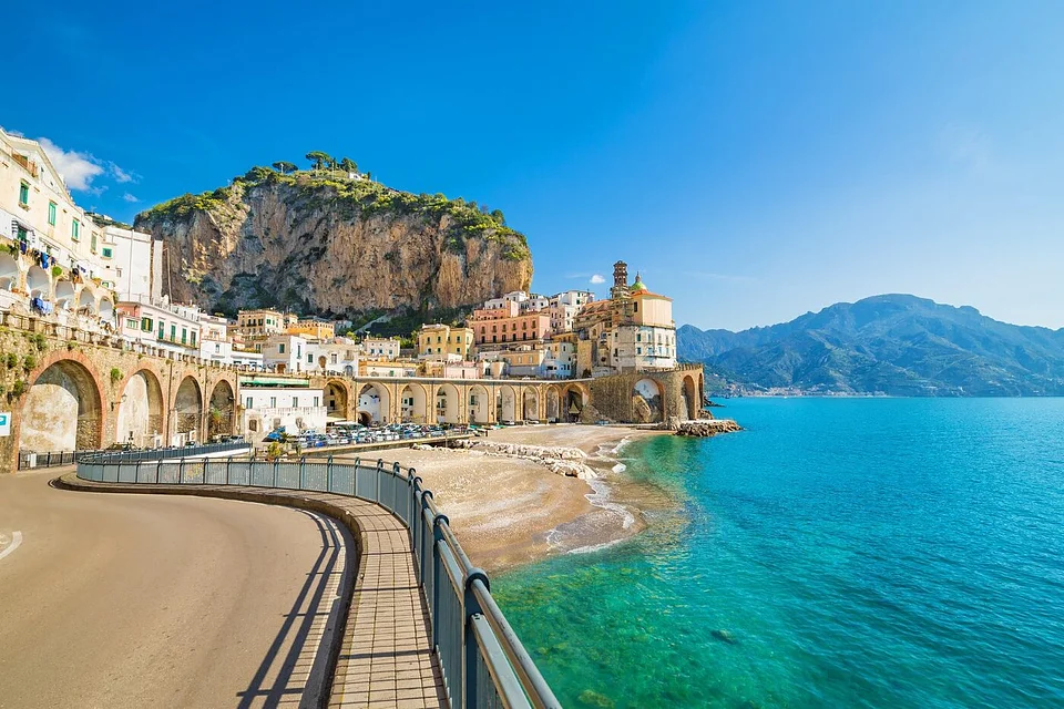A town and its beach on the Amalfi Coast
