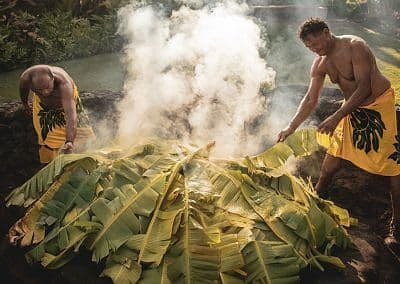 Savor a traditional five-course luau with thrilling fire dancing!