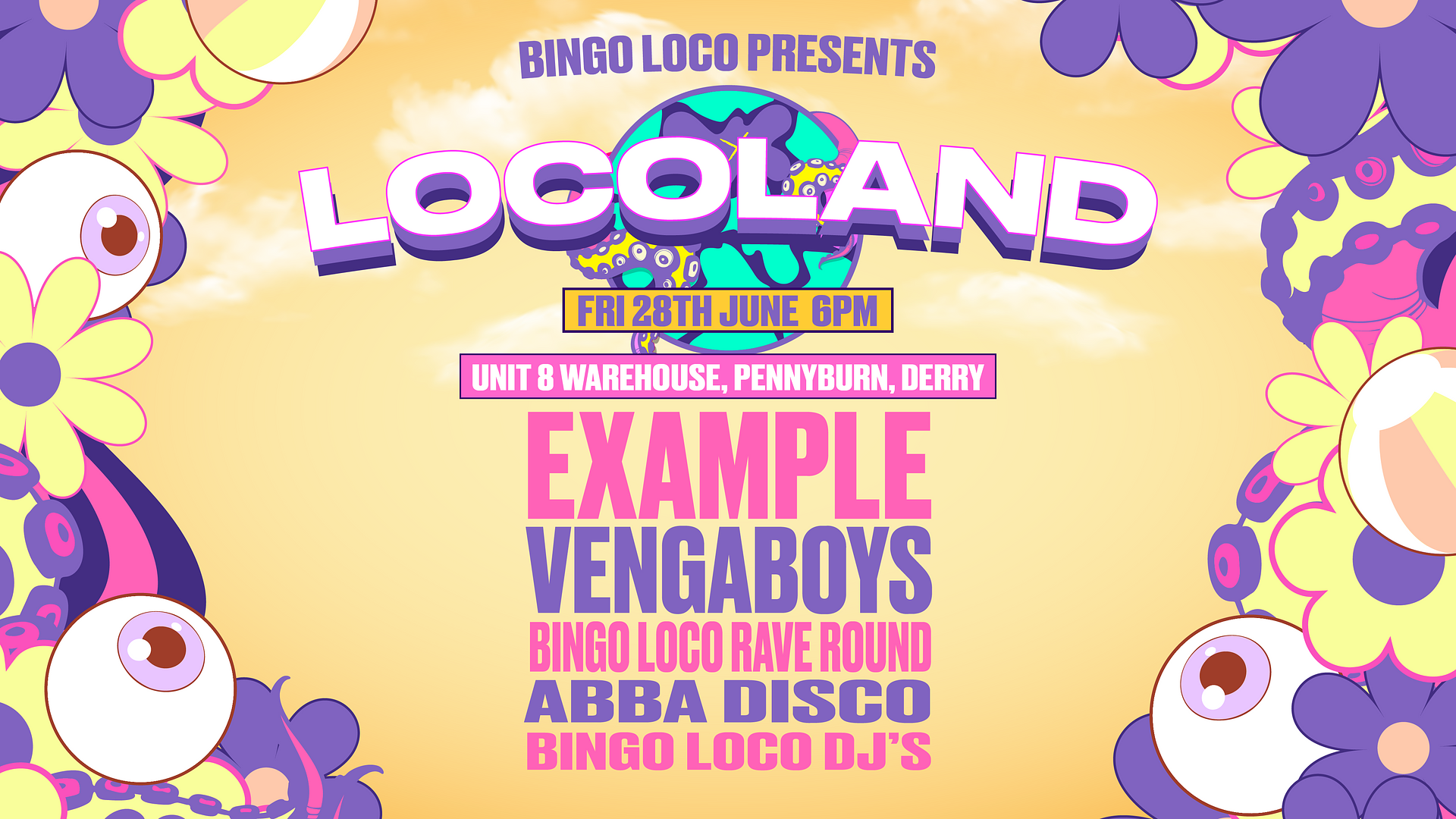 artwork for bingo loco show in belfast