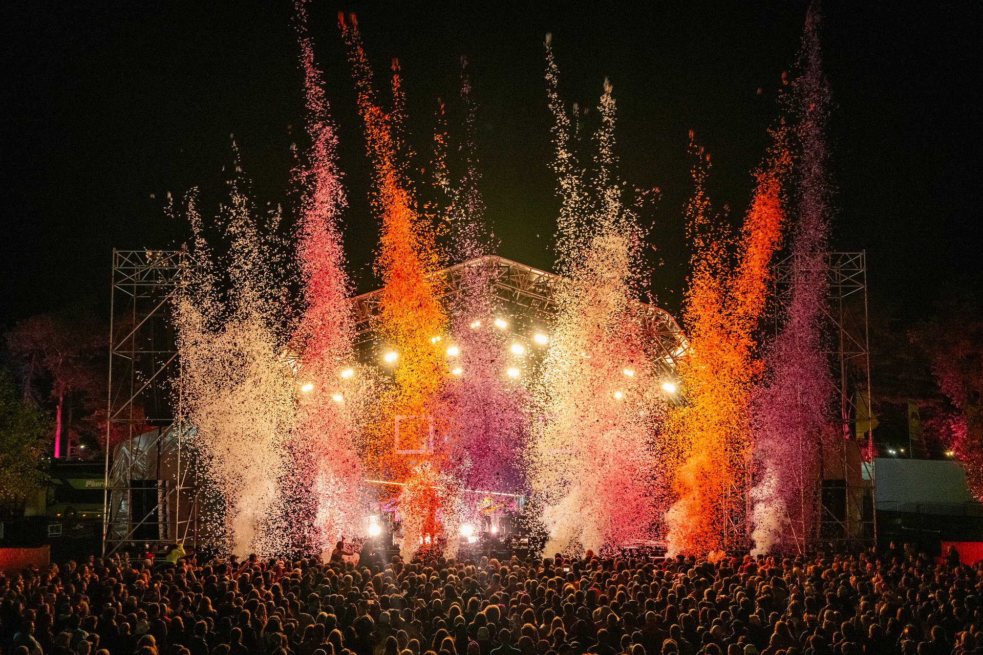 Confetti canons being fired at Bombay Bicycle Club's performance 
