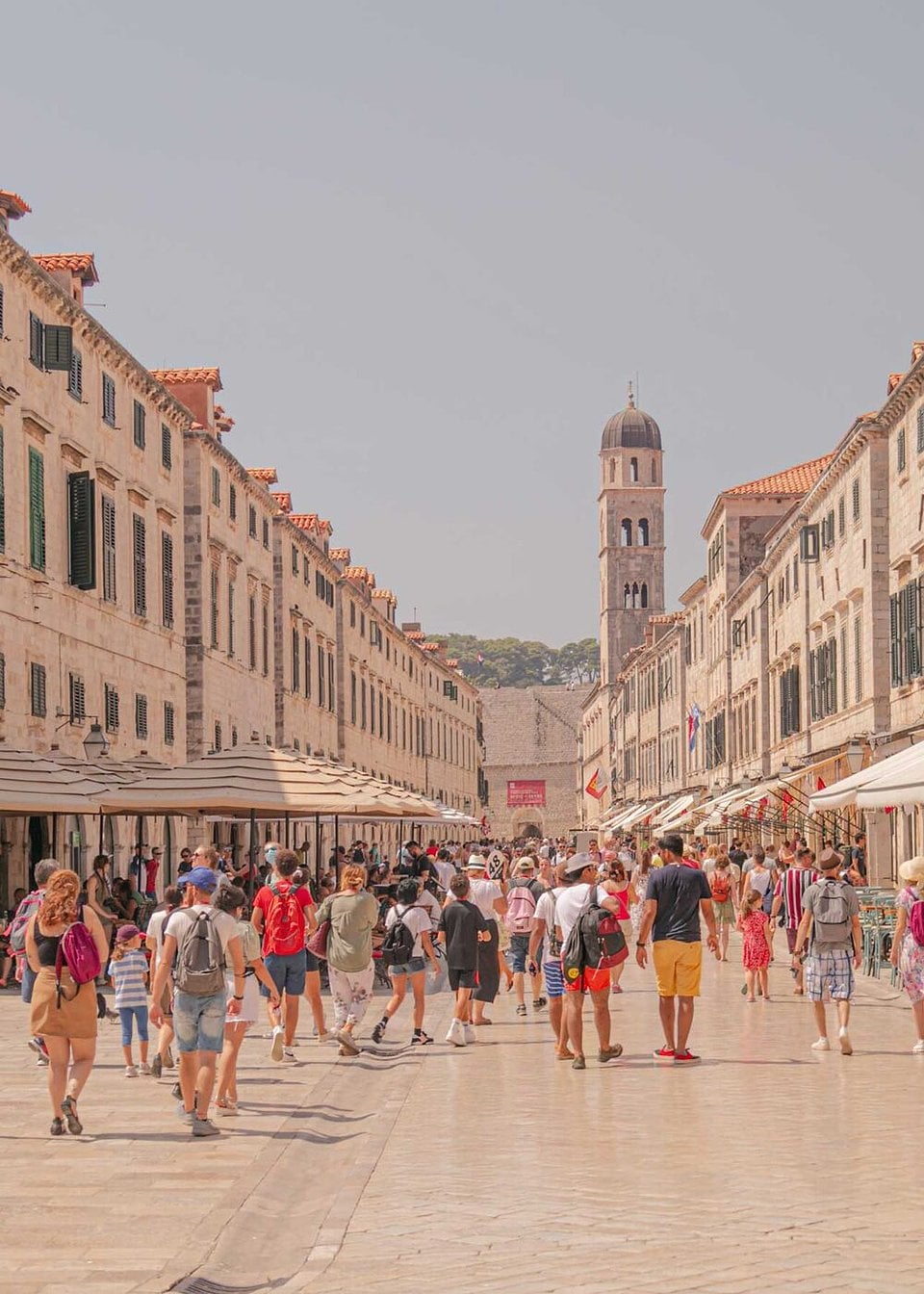 People walking down the main street of Dubrovnik Old Town