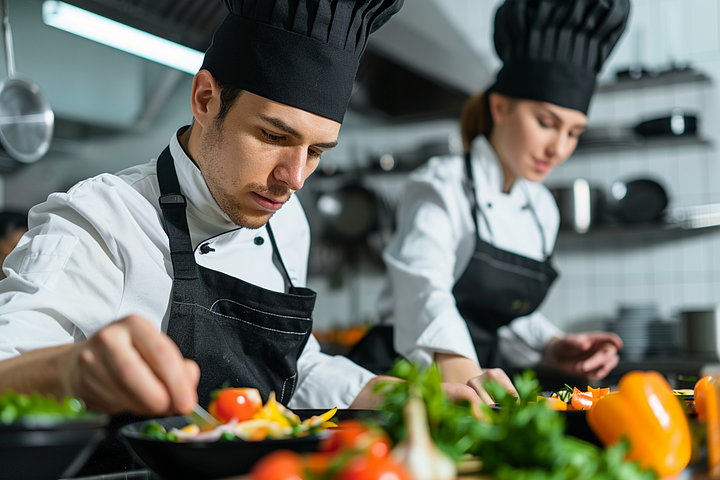 ryanthomas001_chefs_wearing_black_aprons_with_black_chef_hats_i_e194abbec9b94310b6637137e31f101b