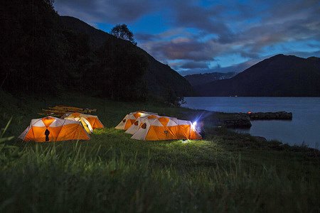 Wild camping in dome tents