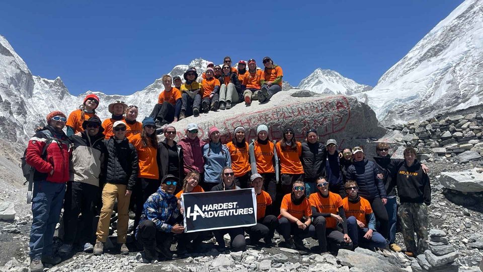 A Hardest Adventures group at Everest Base Camp