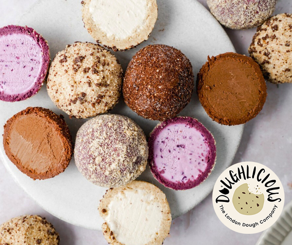 Doughlicious “doughlicious dough London” “best London desserts” “best London dessert at summer food festival 2023” “delicious sweets at savour food festival London” “sweets at Outdoor festival” “Family-friendly activities at savour festival London” “Food tastings at summer food festival”