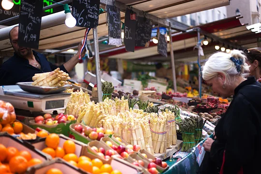 Peruse the vibrant stalls of Chagny's Sunday market