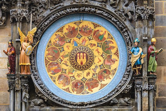 Watch the famous clock in Prague's Old Town strike noon