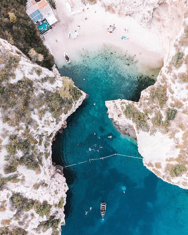 drone shot of a bay in croatia
