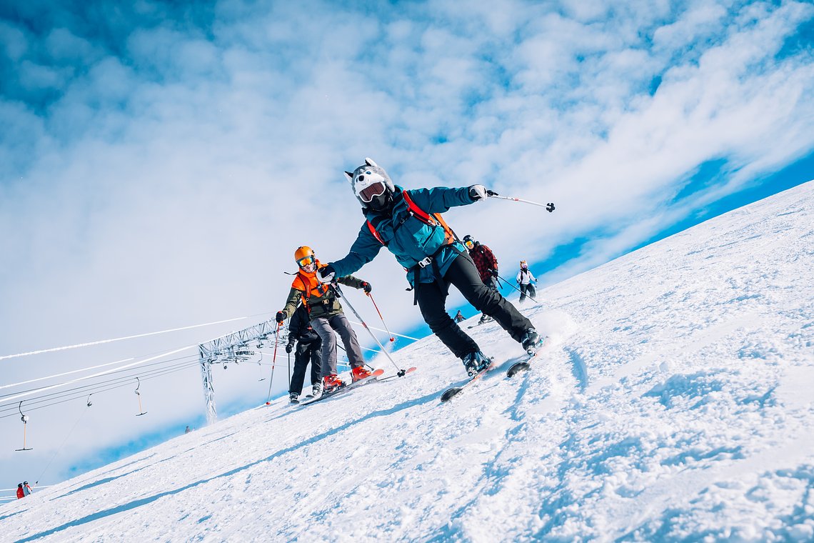 People skiing in Les Deux Alpes at Rise Festival