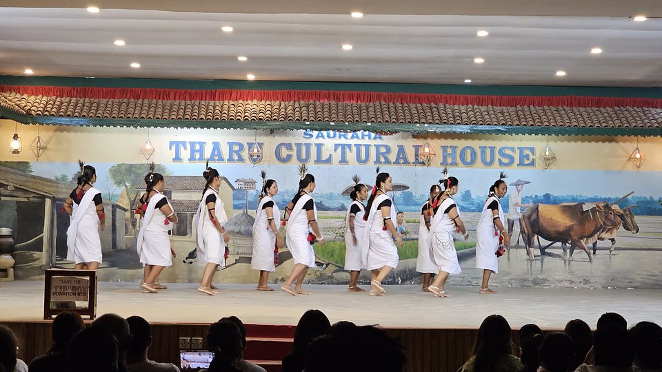 The Tharu stick dance at the Tharu Cultural House, Chitwan