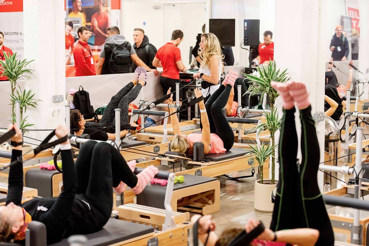 A pilates group workout at Balance Festival