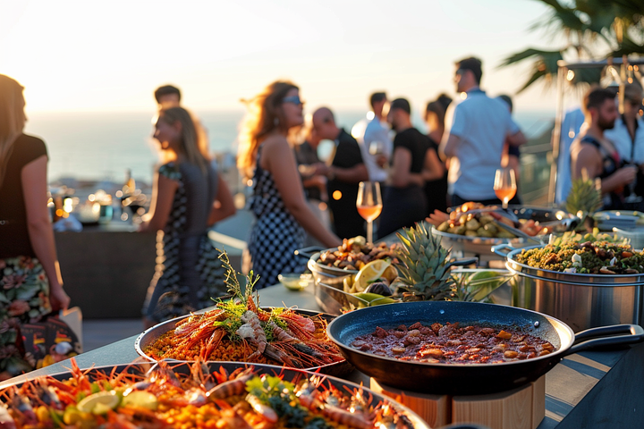 guests_on_rooftop_party_gastronomic_arts_barcelona_overlooking_city